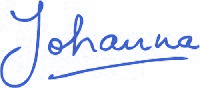 blauwe ondertekening Johanna